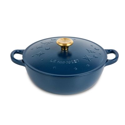Panela Marmita Star 22 cm Pegador Gold Azul Matte Collection Indigo Le Creuset
