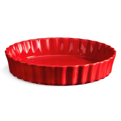 Travessa Canelada para Torta Cerâmica HR 28 cm Vermelho Emile Henry