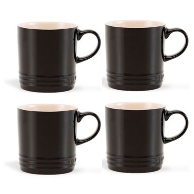 Canecas Cappuccino Cerâmica 200 ml 4 Peças Preto Black Onix Le Creuset