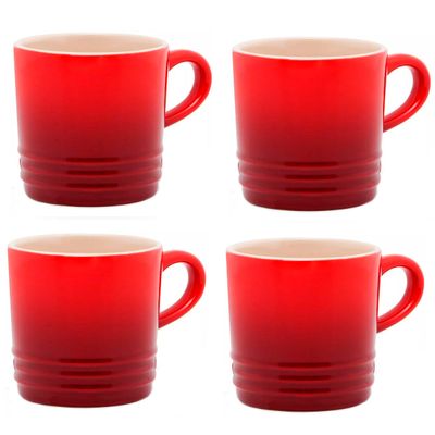 Canecas Espresso Cerâmica 100 ml 4 Peças Vermelho Le Creuset