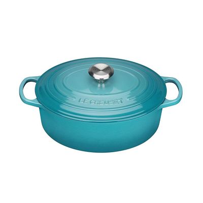 Panela Oval Signature 29 cm Azul Caribe Le Creuset