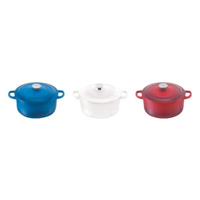 Imãs de Geladeira 3 Peças Azul Branco e Vermelho Le Creuset
