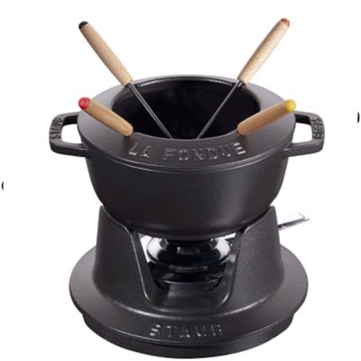 Fondue para Queijo e Carne Ou Chocolate 16 cm Ferro Fundido Preto Staub