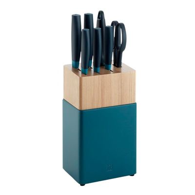 Bloco de Facas Madeira de Freixo Azul 8 Peças Zwilling J.A. Henckels