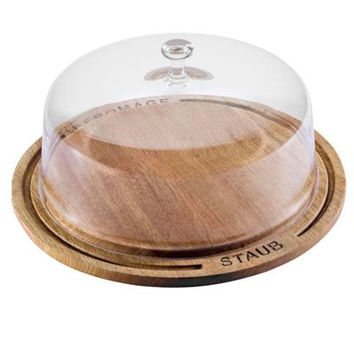 Cúpula de Queijo Madeira com Tampa de Vidro 32 cm Staub