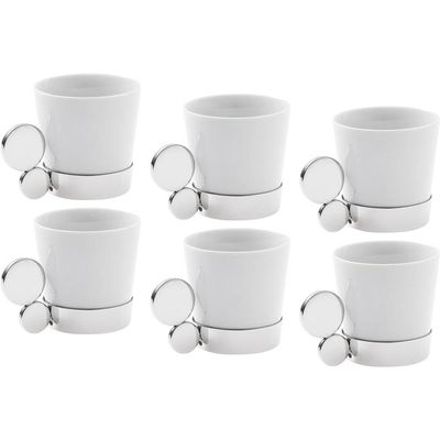 Xícara Café com Colheres Inox 6 Peças Riva