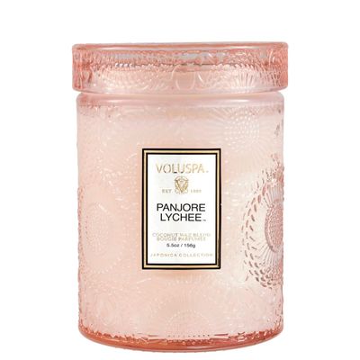 Mini Vela Pote Vidro 50 Horas Relevo Panjore Lychee Voluspa