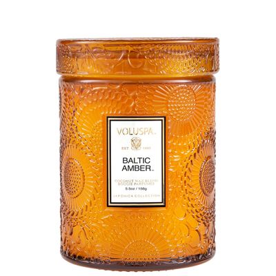 Mini Vela Pote Vidro 50 Horas Relevo Baltic Amber Voluspa