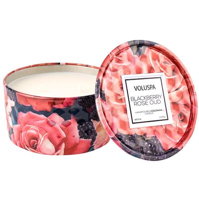 Mini Vela Lata 2 Pavios 25 Horas Blackberry Rose Oud Voluspa