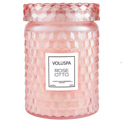 Vela Pote Vidro G 100 Horas Tampa Vidro Rose Otto Voluspa
