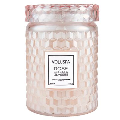 Vela Pote Vidro G 100 Horas Tampa Vidro Rose Colored Glasses Voluspa
