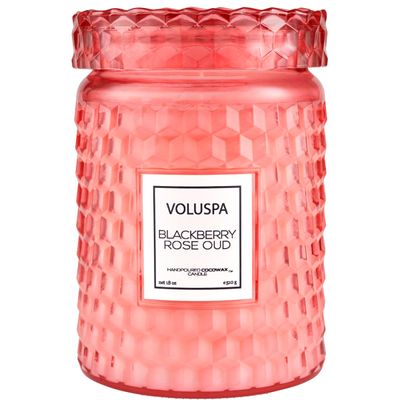 Vela Pote Vidro G 100 Horas Tampa Vidro Blackberry Rose Oud Voluspa
