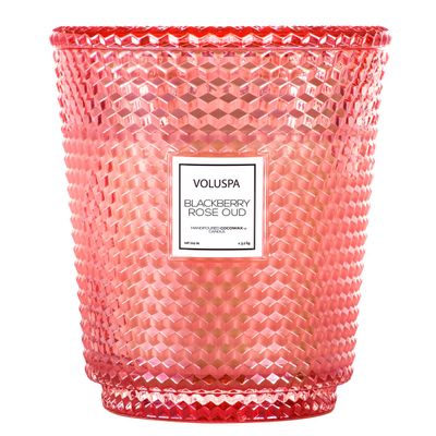 Vela Pote Vidro Pedestal 250 Horas 5 Pavios Blackberry Rose Oud Voluspa