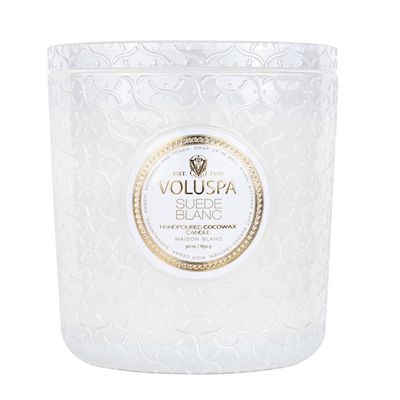 Vela Pote Vidro Luxe Suede Blanc 80 Horas Voluspa