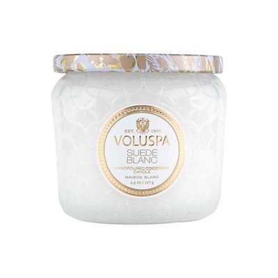 Vela Pote Vidro Suede Blanc 35 Horas Voluspa
