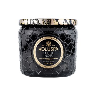 Vela Pote Vidro Suede Noir 35 Horas Voluspa