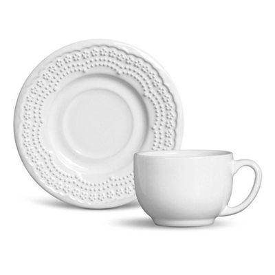 Xícara de Chá Madeleine Branco 6 Peças Porto Brasil