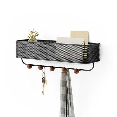 Organizador Estique Madeira em Metal Preto Umbra
