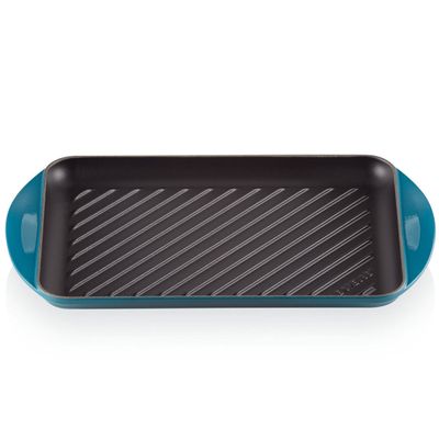 Grelha Retangular Rasa Traditional 32 cm Azul Deep Teal Le Creuset