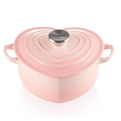Panela Coração Traditional com Pegador Inox 20 cm Rosa Shell Pink Le Creuset