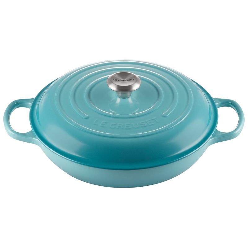 Cacarola-Buffet-Signature-30-Cm-Azul-Caribe-Le-Creuset-Foto-Superior-Lateral