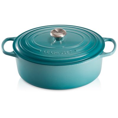 Panela Oval Signature 27 cm Azul Caribe Le Creuset