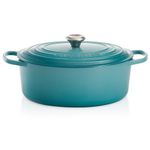 Panela-Oval-Signature-27-Cm-Azul-Caribe-Le-Creuset-Foto-Lateral-Inclinada