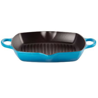 Grelha Quadrada Funda Signature 30 cm Azul Marseille Le Creuset