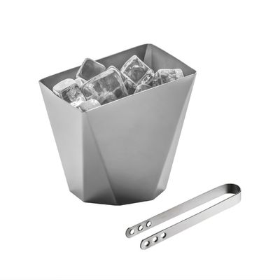 Balde para Gelo com Pinca Origami Inox Riva
