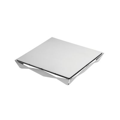 Bandeja Origami Pratos Frios Quadrada Prata Inox Riva