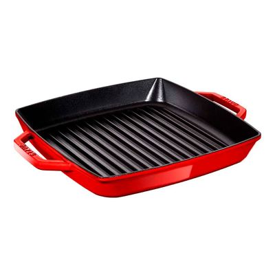 Grelha Quadrada com Duas Alças Ferro Fundido Cereja 33 X 33 cm Staub