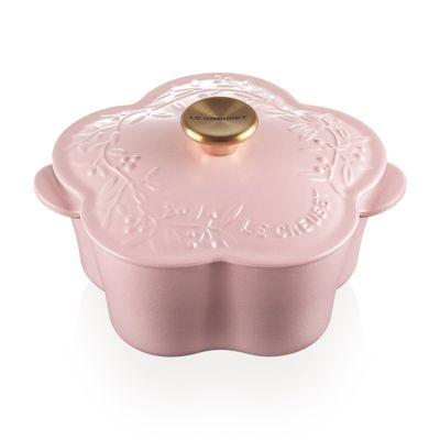 Panela Flower 20 cm Rosa Pink Pegador Dourado Le Creuset