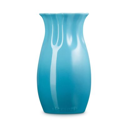 Vaso Flower Cerâmica 580 ml volume 16 cm altura Azul Caribe Le Creuset