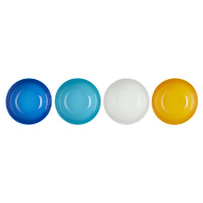 Pratos Rasos Riviera Kit 4 Peças 17 cm Branco Meringue, Amarelo Néctar, Azul Caribe e Azul Azure Blue Le Creuset