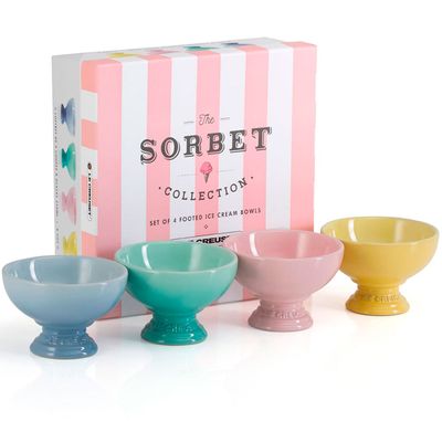 Bowls para Sorvete The Sorbet Kit 4 Peças Rosa Pink, Azul Coastal, Amarelo Mimosa e Azul Cool Mint Le Creuset