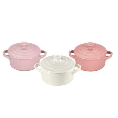 Cocottes Mini 250 ml Kit 3 Peças Tons de Rosa e Branco Le Creuset