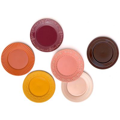 Pratos Rasos Kit Especiarias 6 Peças Colorido Porto Brasil