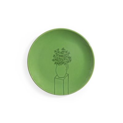 Pratos Sobremesa Coup Jarra De Manjericão Ervas 6 Peças Verde Porto Brasil