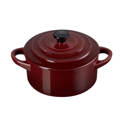 Mini Cocotte Cerâmica com Pegador Preto Cor Vermelho Ameixa Rhone Le Creuset