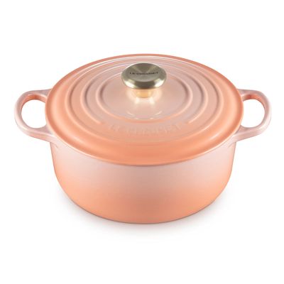 Panela Redonda Signature 20 cm Pegador Dourado Pessego Pêche Le Creuset