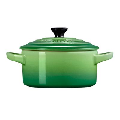 Mini Cocotte Cerâmica com Pegador Preto Cor Verde Bamboo Green Le Creuset