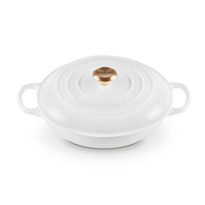Caçarola Buffet Signature com Pegador Dourado 30 cm Branco Le Creuset