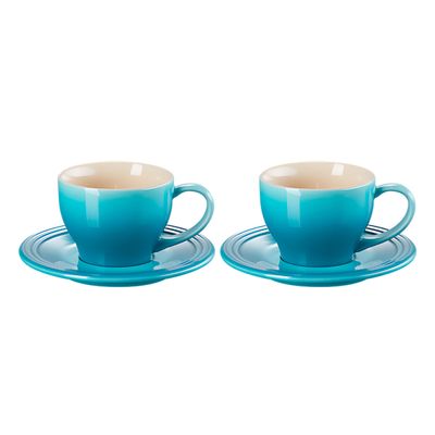 Kit Canecas 200ml com Pires Azul Caribe Le Creuset