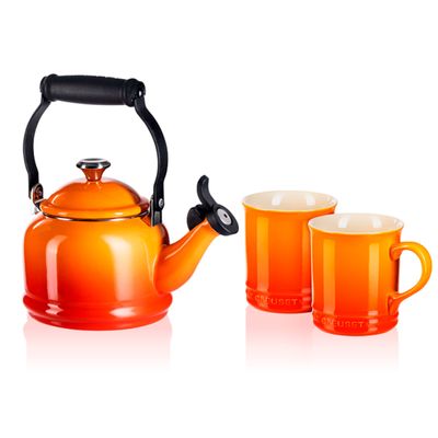 Kit 01 Chaleira Demi e 02 Canecas Seattle Laranja Le Creuset