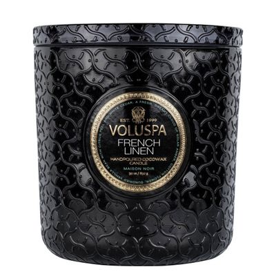 VELA POTE VIDRO LUXE FRENCH LINEN 80 HORAS