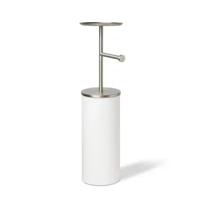 PORTA PAPEL HIGIENICO DE CHÃO  EM METAL BRANCO