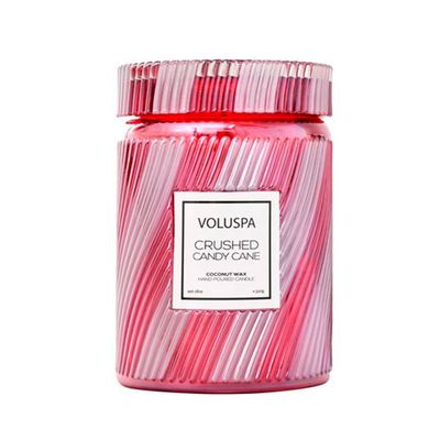 VELA POTE VIDRO G TAMPA VIDRO CRUSHED CANDY CANE 100 HORAS
