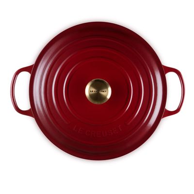 Panela Risoto Signature 30 cm Vermelho Ameixa Rhone Pegador Dourado Le Creuset