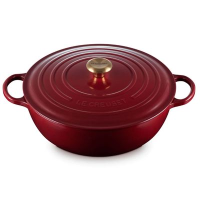 Panela Marmita Signature Gourmet 26 cm Vermelho Ameixa Rhone com Pegador Dourado Le Creuset