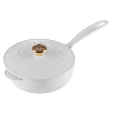 Panela Sautese Holly Tradicional 21 cm com Pegador Dourado cor Branco Cotton Le Creuset